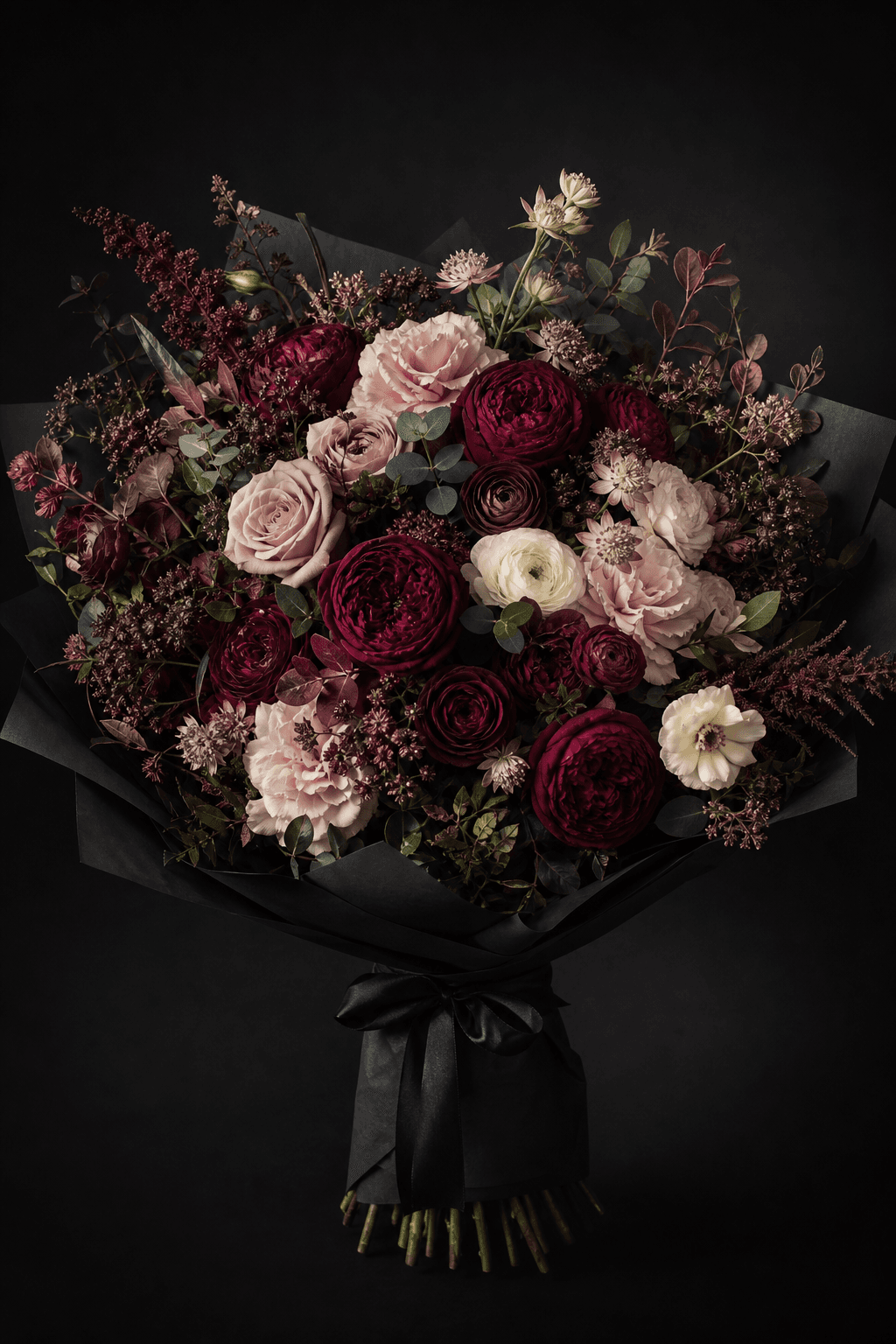 Flau Grand Bouquet in Burgunder, Rosé, Pflaume und Elfenbein