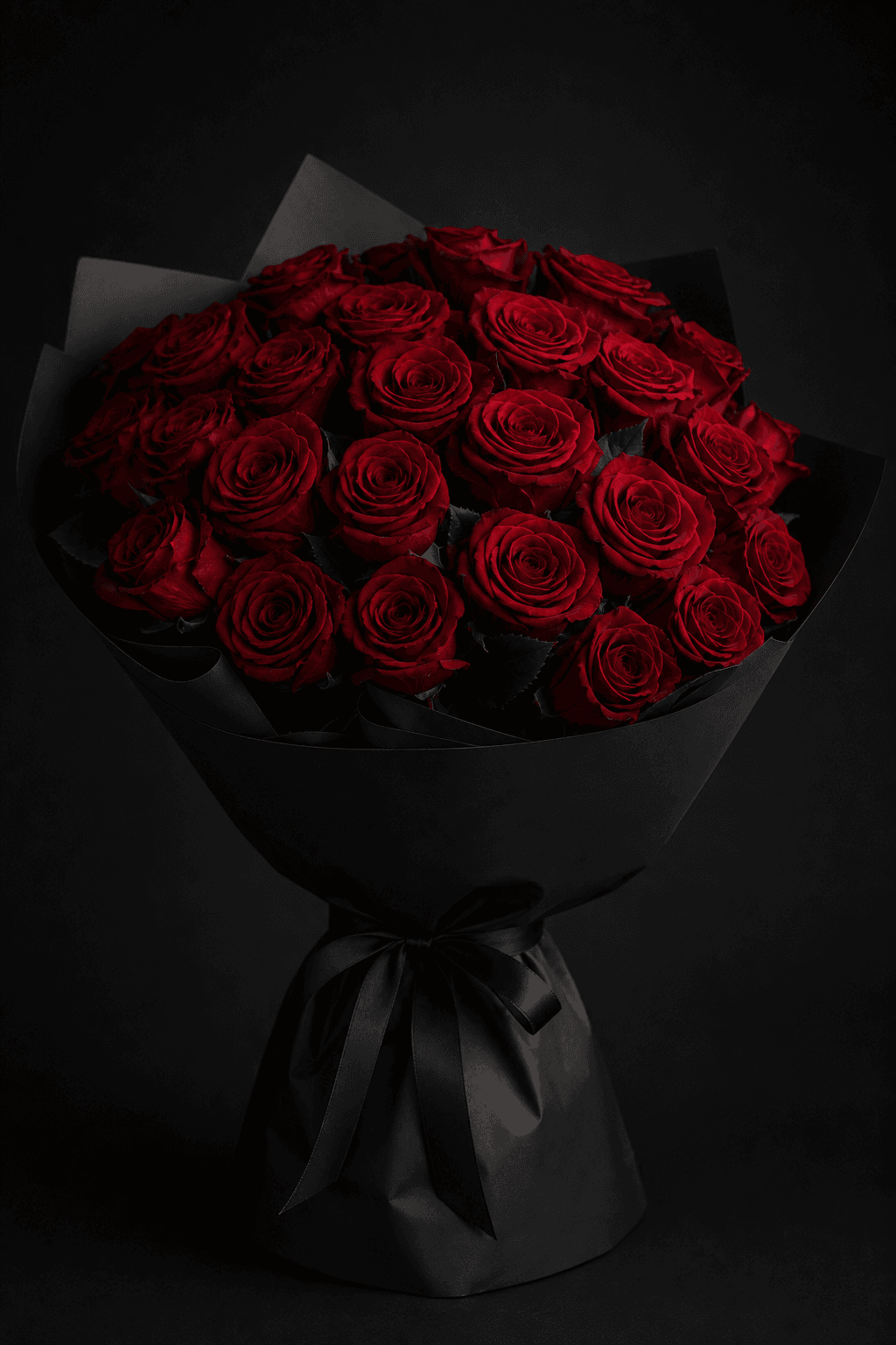 Flau Rouge Bouquet ausschließlich aus tiefroten Rosen
